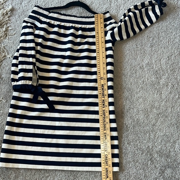 J. Crew Navy and Cream Striped Off Shoulder Dress Size XS - Picture 7 of 10
